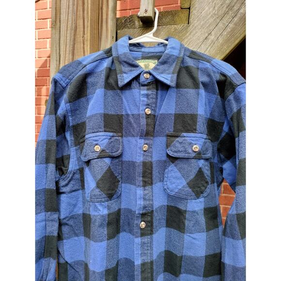 Field & Stream Flannel Shirt Mens L Blue Buffalo Check Plaid Workwear - Picture 2 of 6